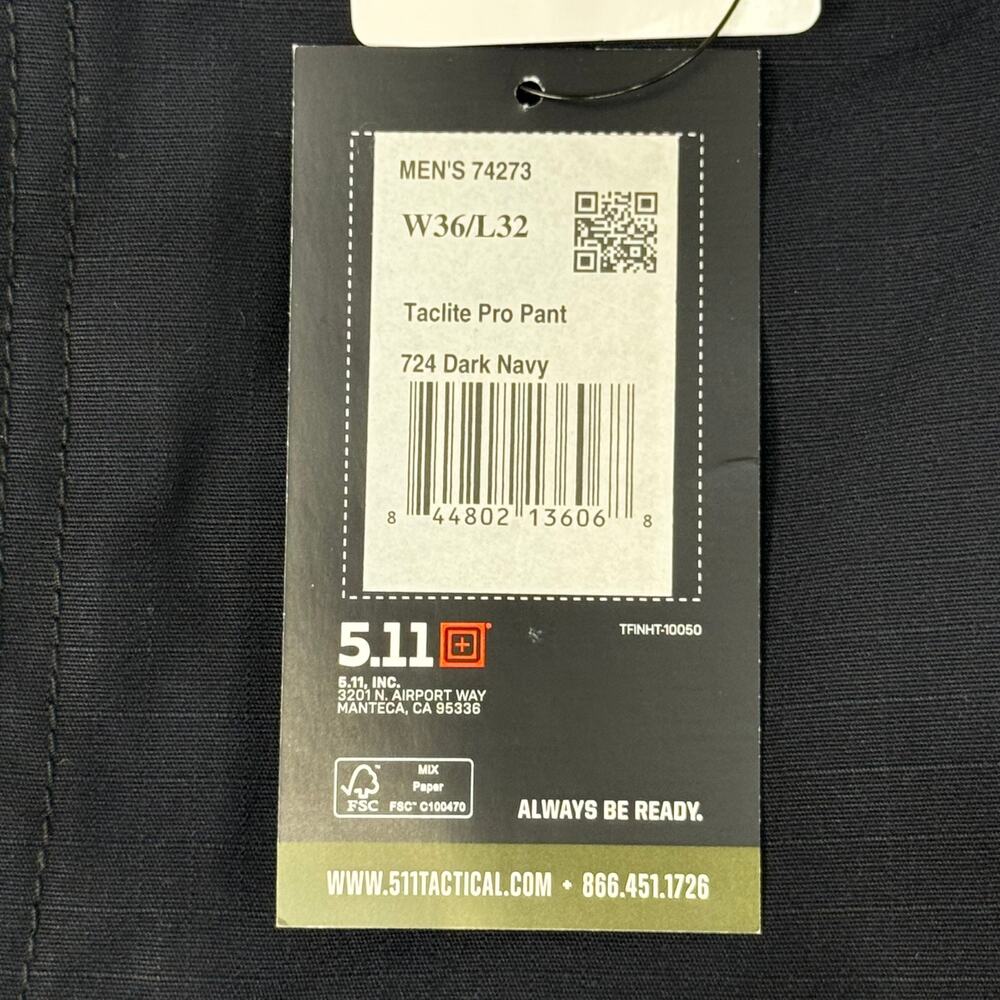 5.11 TACTICAL Men's Tactlite Pro Ripstop Pant Sz- 36"W x 32"I Dark Navy 74273 - Picture 13 of 16